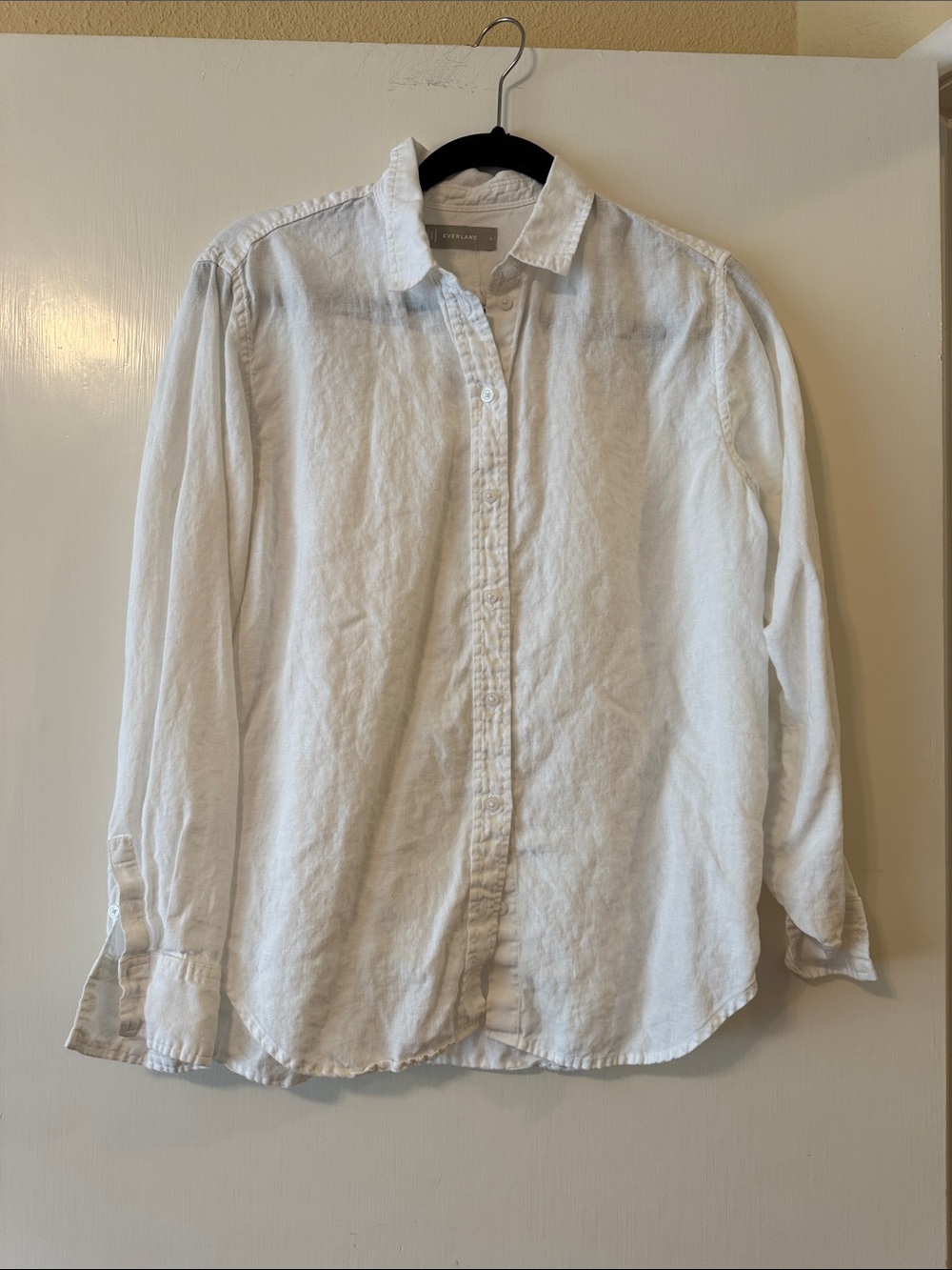 Everlane 100% Linen White Button-Up, Size 6